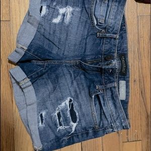 aeropostale, size, 0, midi, denim shorts, cotton